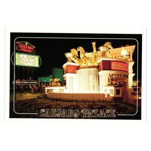 Caesars Palace Golden Horse Fountain Vintage Postcard Casino Gambling Hotel